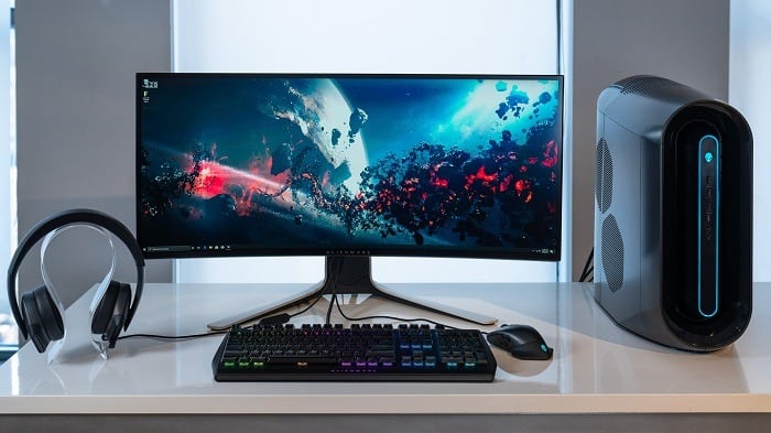 gaming setup with big monitor