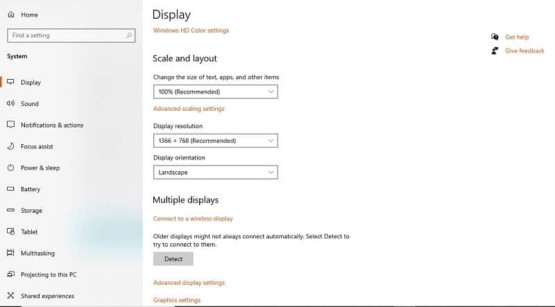 display settings for second monitor