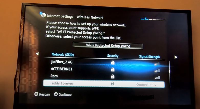 wireless connection on blu ray